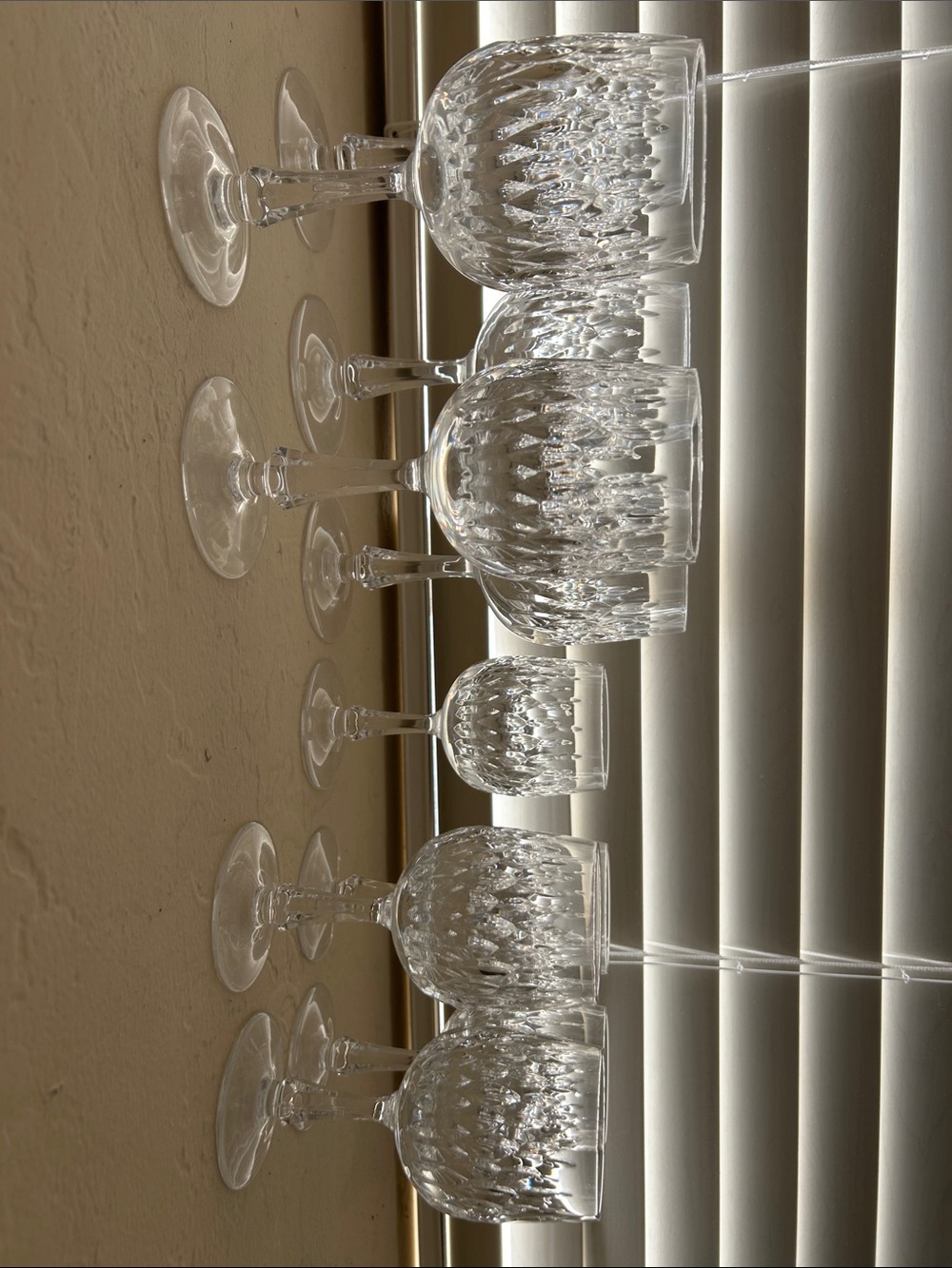 Gorham ! 1981 vintage Cut Crystal Wine & Water Goblets - Clear Crystal
